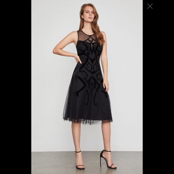 BCBGMAXAZRIA Black Velvet Appliqué Dress - Picture 5 of 7
